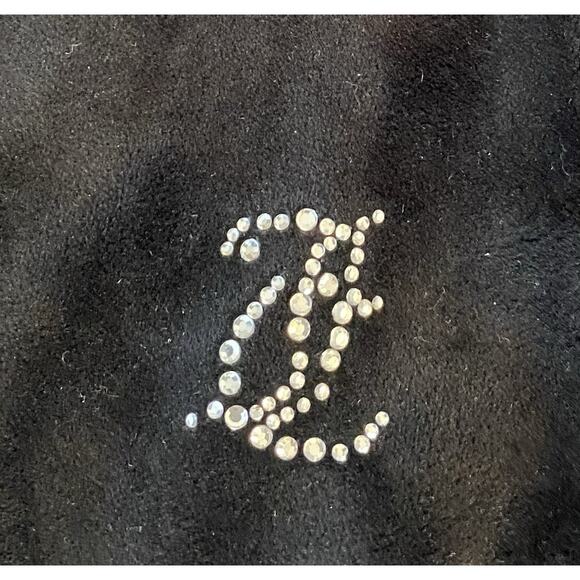 2 Pc Juicy Couture Sz S Black Velour Y2K Full Zip SS Top Pull On Twirl Skirt Seq - Picture 7 of 13